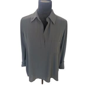 VINTAGE RETRO OLIVE GREEN PEIONE BLOUSE XS